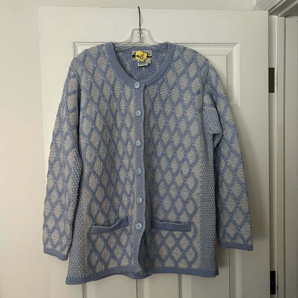 Aran Crafts cardigan - size L EUC 100% merino wool